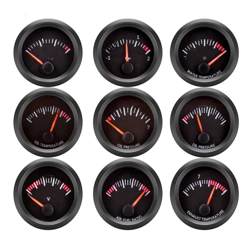 12V 52mm Auto Gauge Water Temp Olie Temp Voltmeter Olie Druk BAR/PSI Vacuüm Boost Gauge lucht Brandstof Verhouding EGT Gauge Met Sensor - afbeelding 2