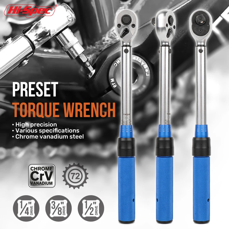 Hi-Spec-Conjunto de Chave de Torque Multifuncional, Chave de Soquete, Adaptadores Ajustáveis, Alcance de 5-220 nm, 1 Conjunto, 1/2 ", 1/4", 3/8"