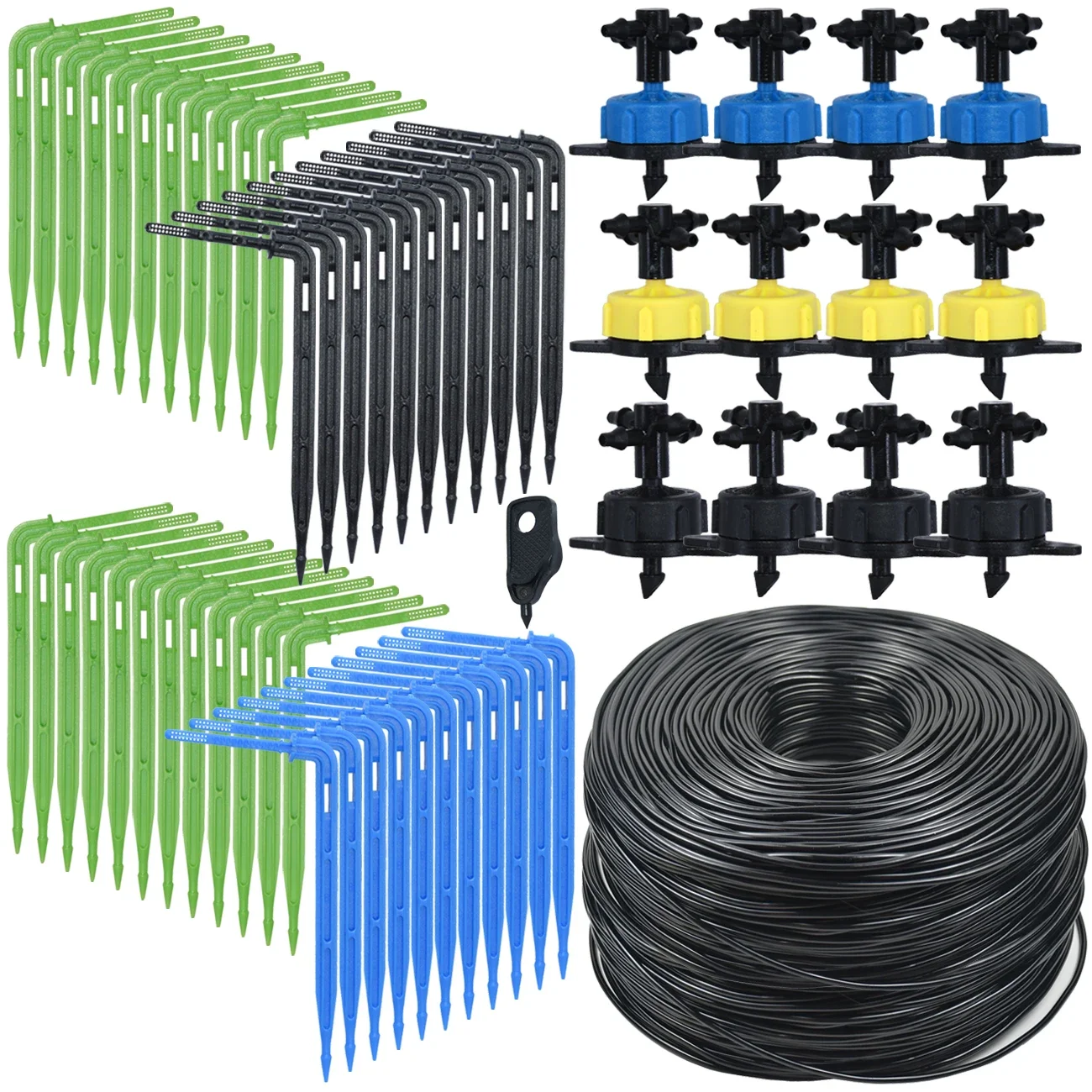 Kit de système d'arrosage goutte-à-goutte pour serre, flèche courbée, 2L, 4L, 8L/H, compte-gouttes, tuyau de 3/5mm, connecteur 4 voies, 2 voies, pot bonsaï, jardin