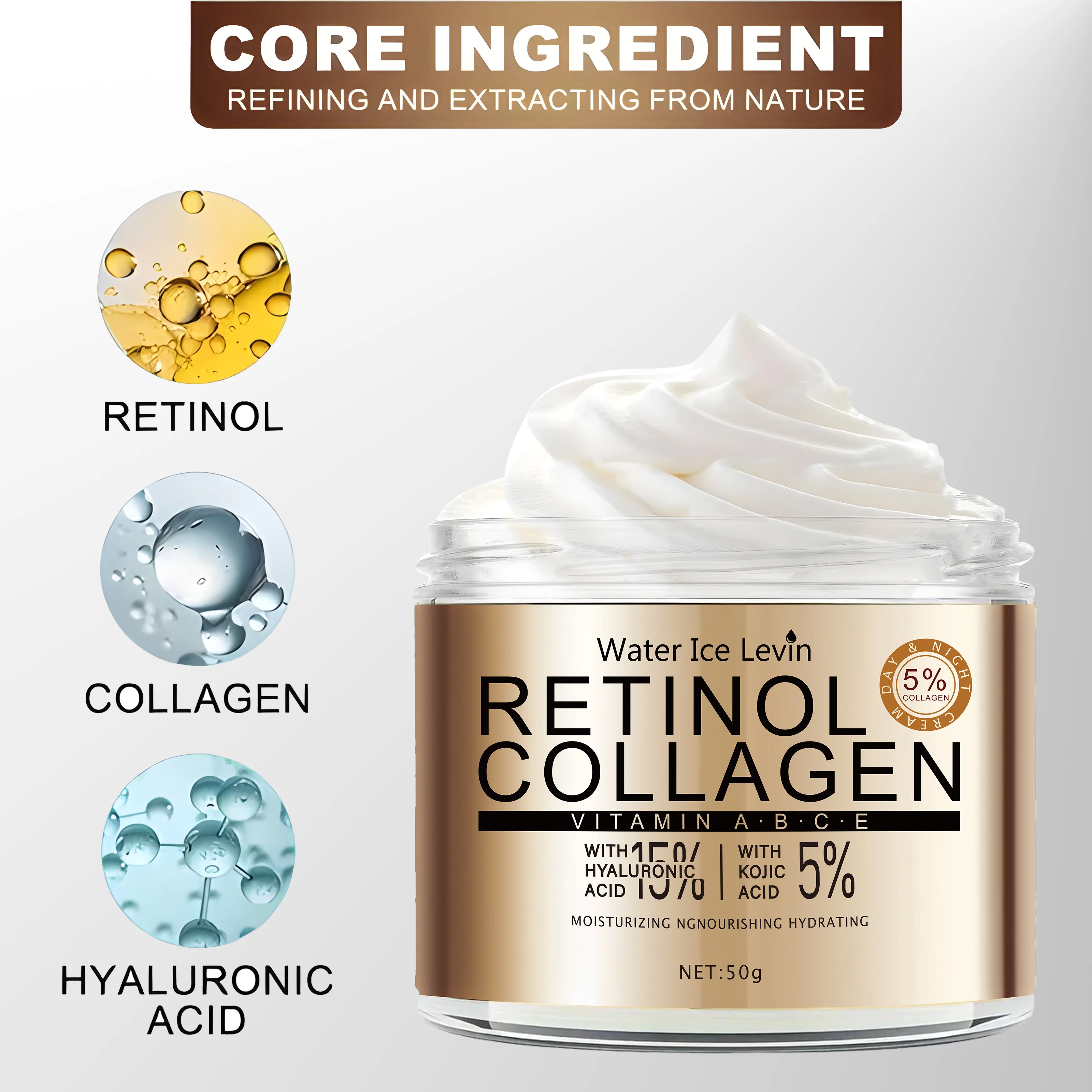 Retinol Collagen Anti-Wrinkle Cream Long-Lasting Moisturizing Retinol Hyaluronic Acid Niacinamide Deeply Nourishes Improves Fine Lines Brightens Skin Tone