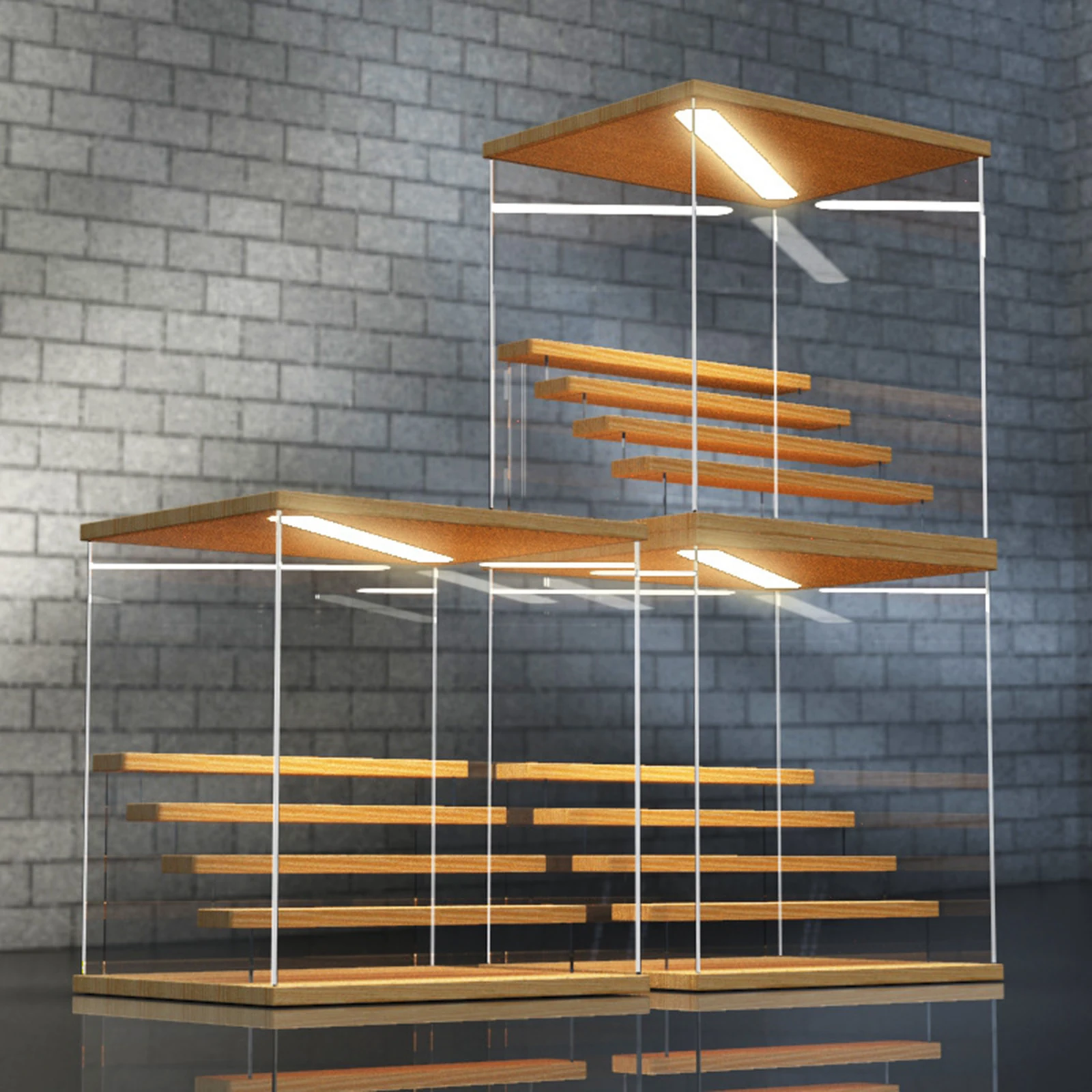 Acrylic Display Rack with Lights Action Figure Perfume Cupcake Cosmetics Dolls Storage