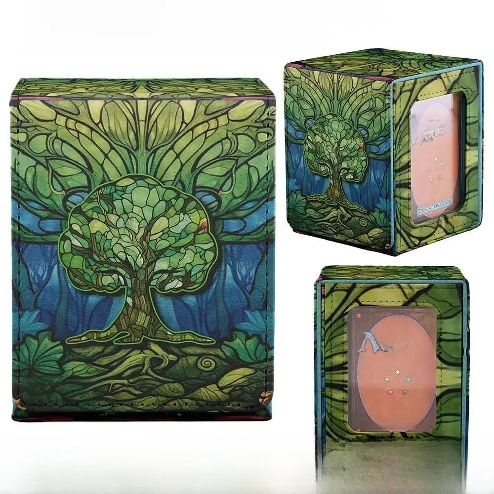 TCG Deck Box 100+ PU Windowed Single Deck PTCG DCG Tabletop Gametrading Cards Storage Box Free 35tp Shell Deck 2 Spacers 2 Dice — zdjęcie 2