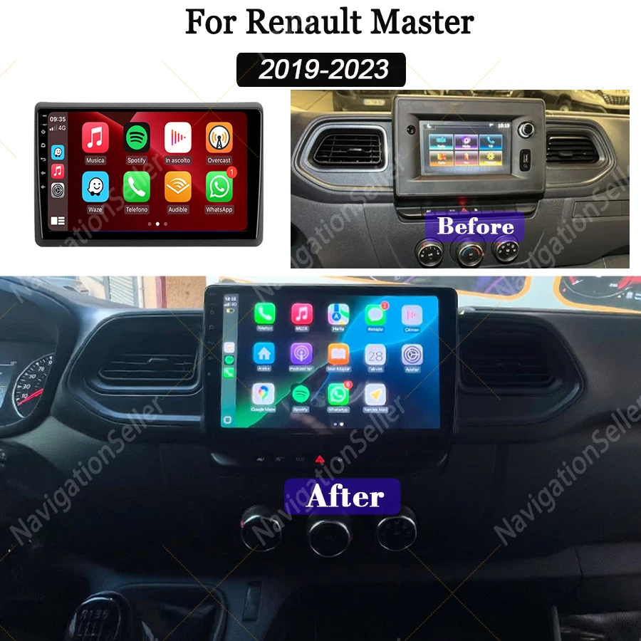 Car Radio For Renault Master 3 2019-2023 Carplay Gps Navigation Android 13 Auto Stereo Pantalla Multimedia Head Unit Player DSP