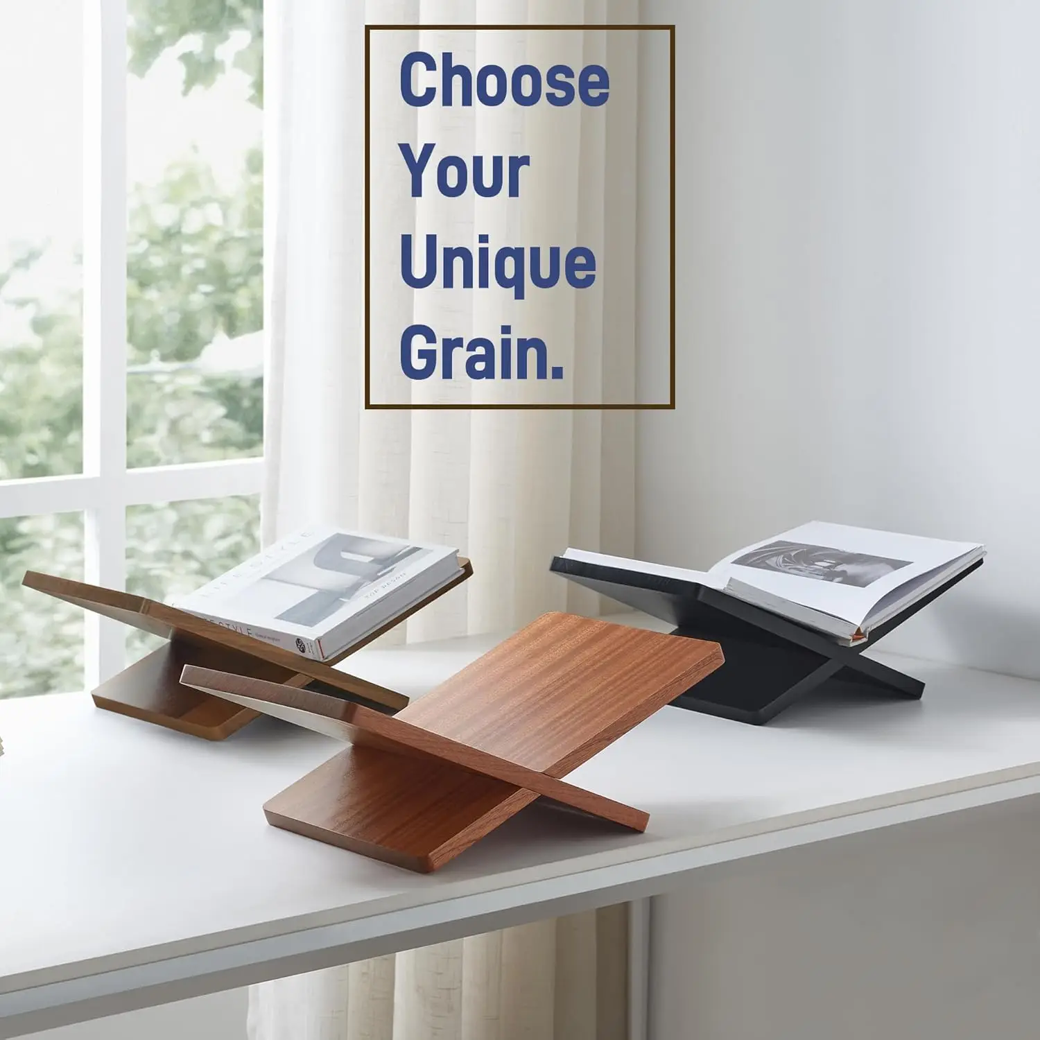 Solid Wooden Book Stand Extra Large Wood Open Book Holder for Desktop Display & Reading Cookbook Bible Recipe Textbook Magazine