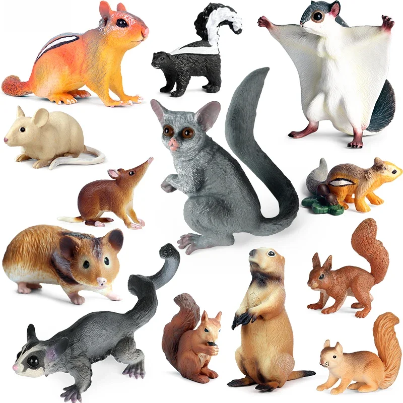 Oenux Simulation sauvage monoïde Animal écureuil souris sucre planeur lMarmot Rat Chinchilla modèle figurines d'action belle PVC enfants jouet