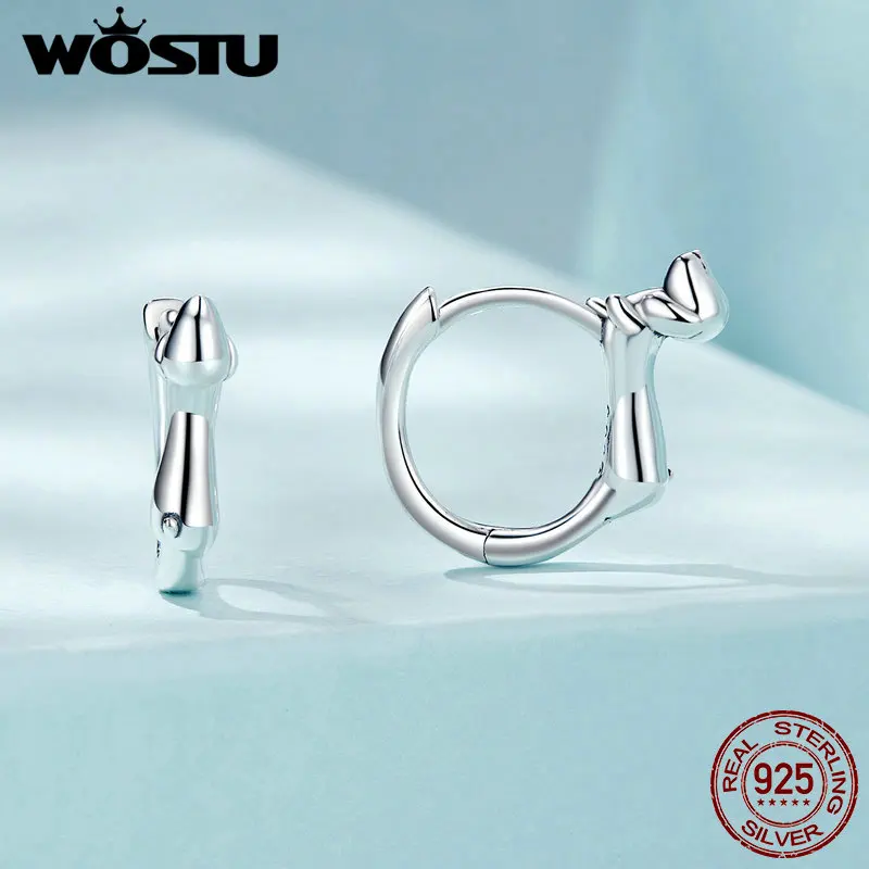 WOSTU Original 925 Sterling Silver Lying Dachshund Hoop Earrings Dachshund Ear Buckles for Women Dog Lovers Special Gift Jewelry