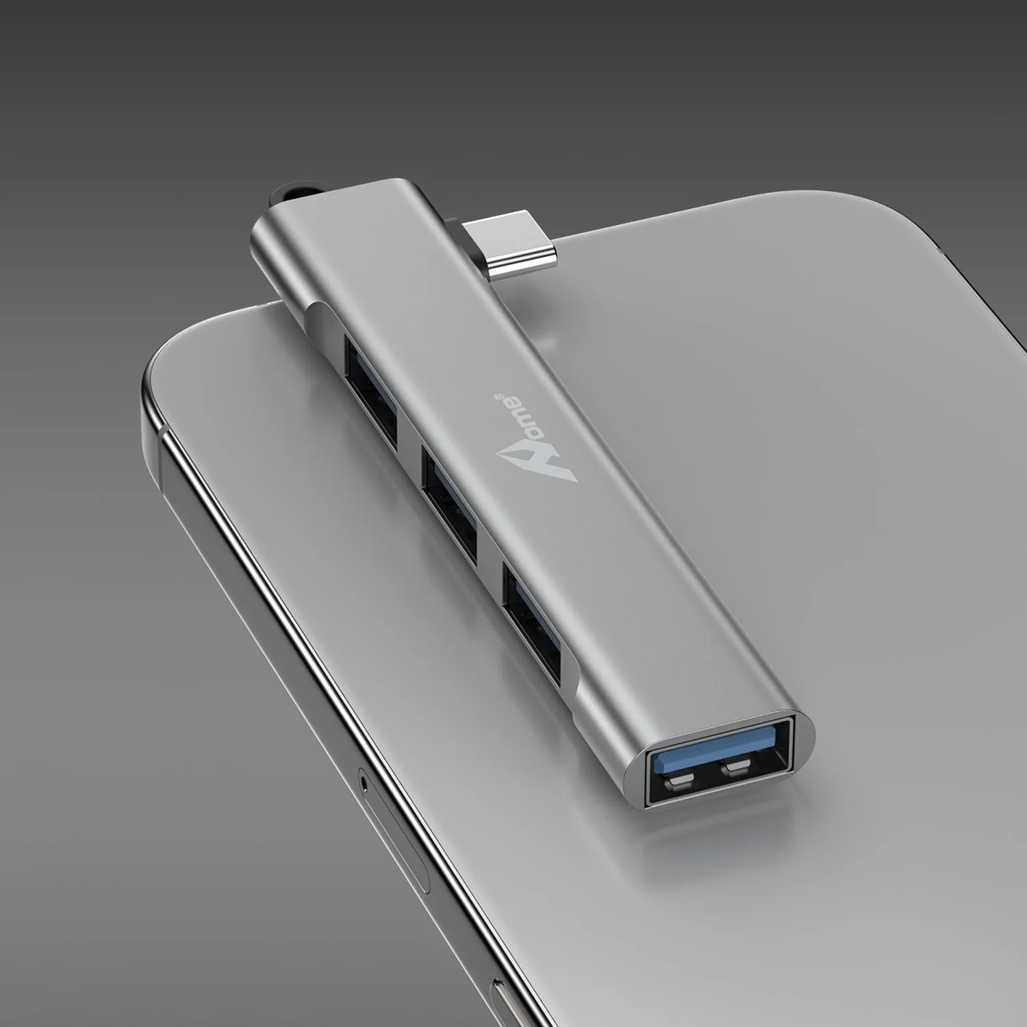 4-in-1 USB-C Hub met 4 USB 3.0-poorten Aluminium multiport-adapter Plug & Play voor laptop pc tablet
