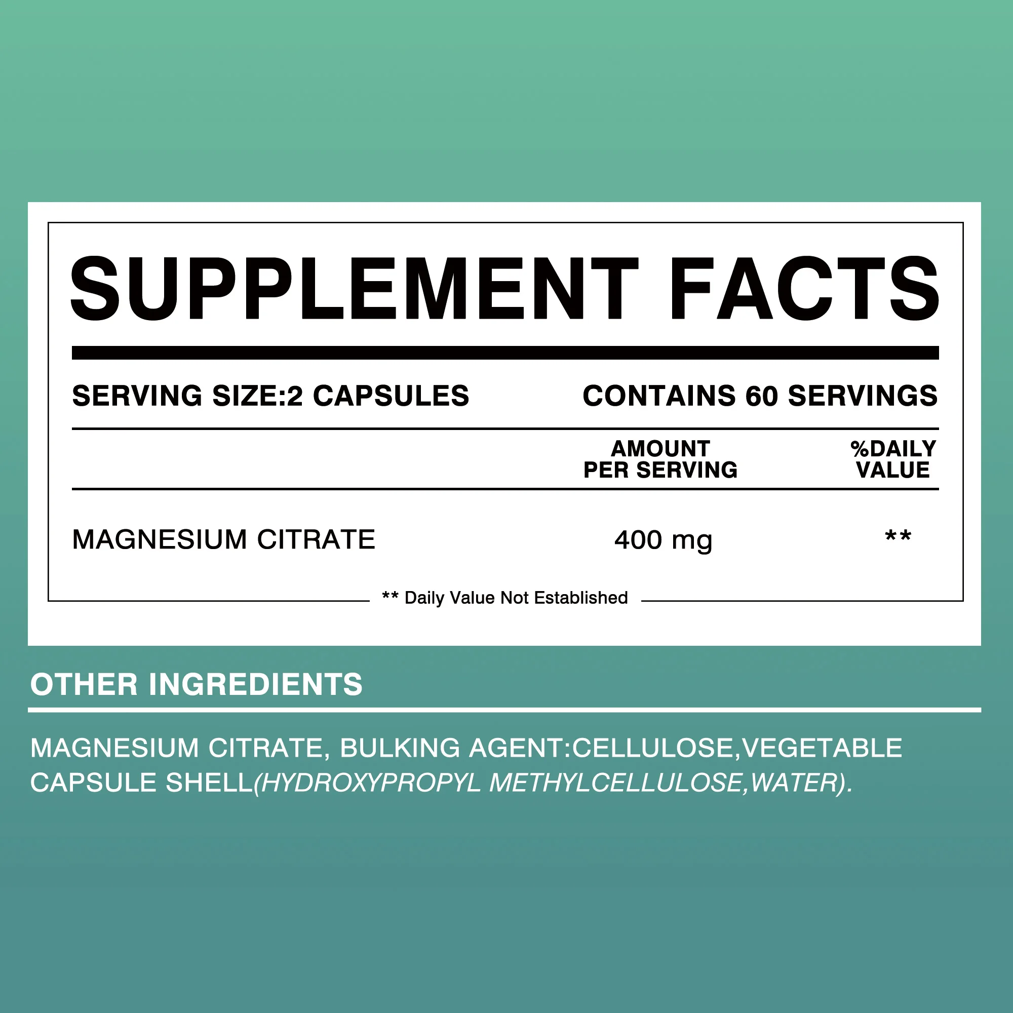 Magnesium Citrate - Supports Cardiovascular and Heart Health and Relieves Muscle Soreness - 120 Capsules