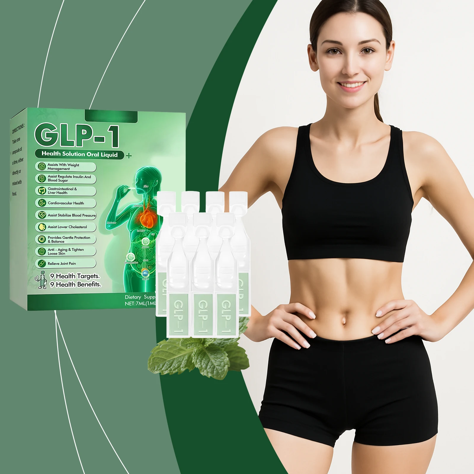 

7 мл GLP-1 капли для похудения, ежедневное питание, легкая форма тела, кривая лифтинг, пищевые добавки, капли для ухода за телом Gut Wellness