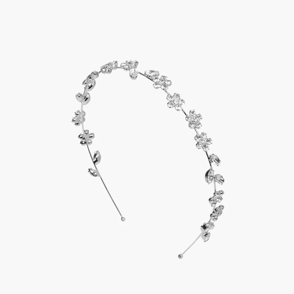 Simple Rhinestone Flower Hairband Hoop Crowns Bridal Hair Accessories 2024 Handmade Crystal Headdress Jewelry Wedding for Women