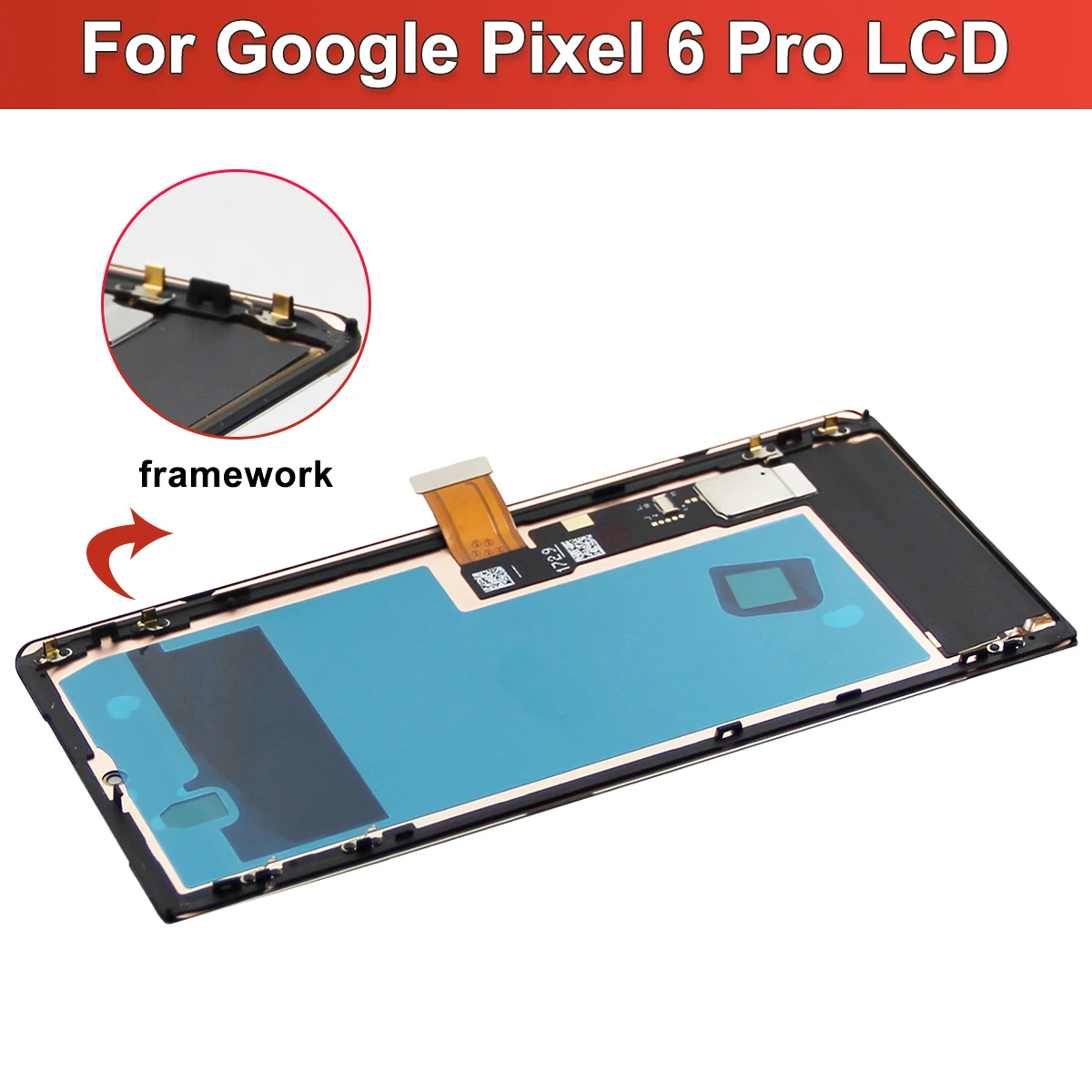 OLED Screen For Google Pixel 6 Pro GLUOG, G8VOU Lcd Display Digital Touch Screen with Frame for Google Pixel6 Pro Screen