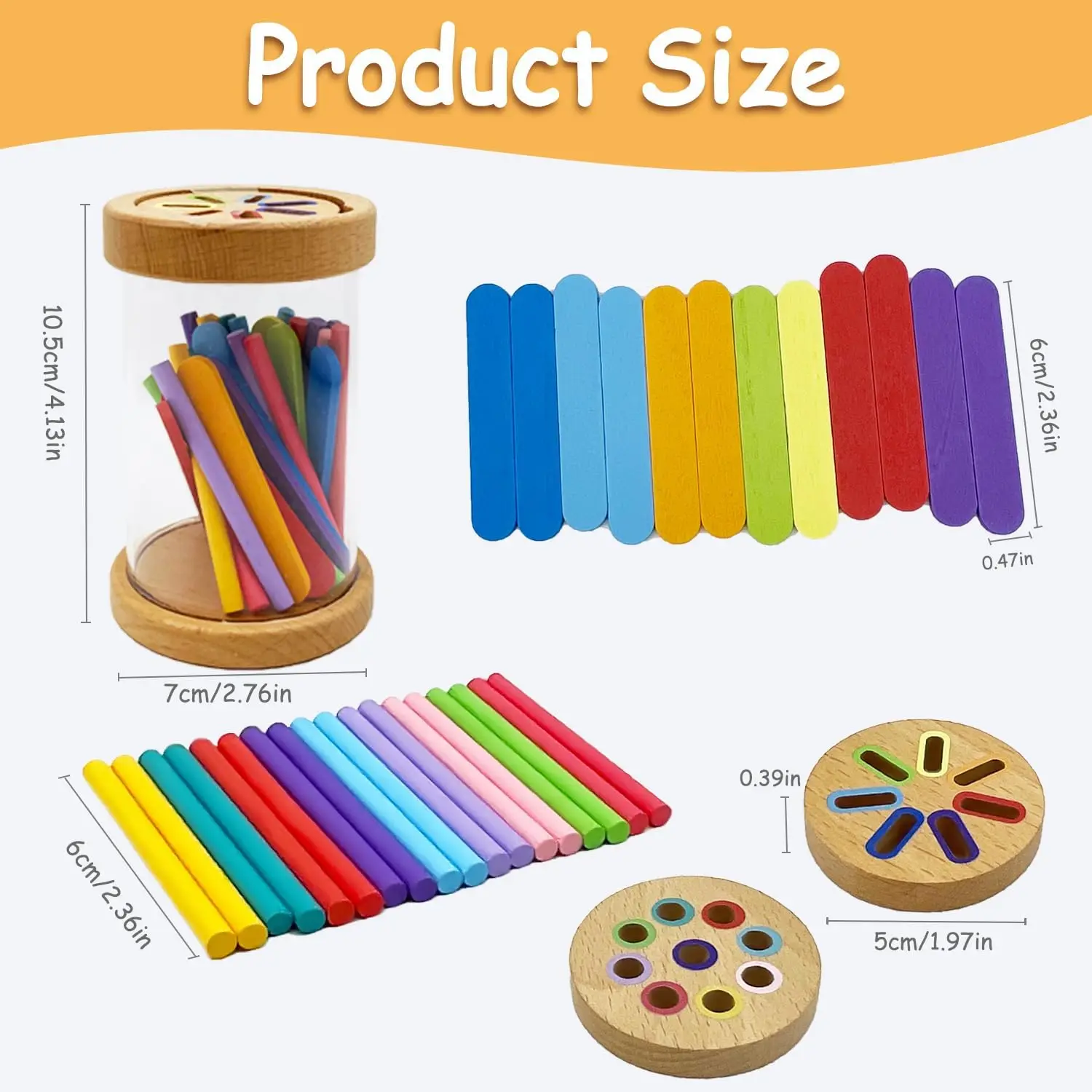 Montessori Color Matching Toys Wooden Color Sorting Stick Balance Toy Fine Motor Skills Math Learning Educational Toys Kids Gift