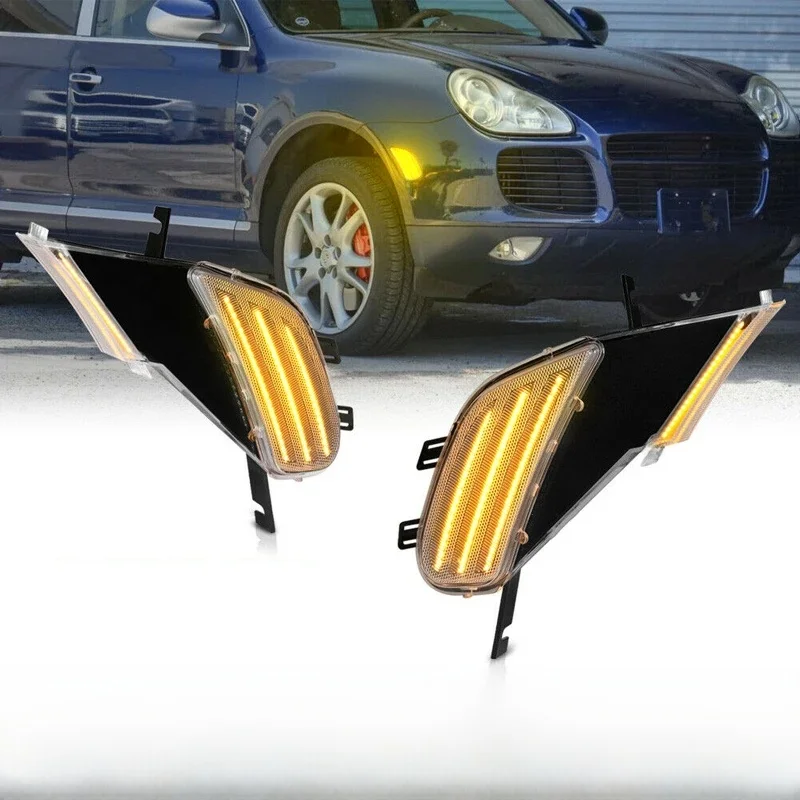 Dla Porsche Cayenne 955 2003-2006 2 sztuk dynamiczne boczne światła obrysowe LED kierunkowskazy migacz lampki kontrolne OEM # 95563103310 — zdjęcie 2