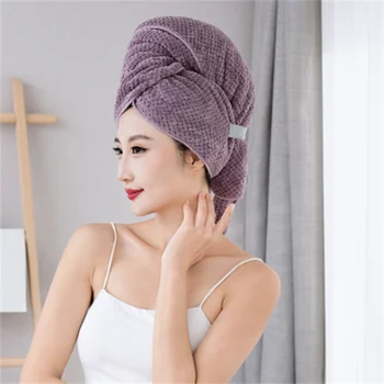 여성용 고흡수성 탄성 밴드 헤드 타월, 헤어 건조, 초대형 극세사 헤어 타월, 머리띠 포함 랩