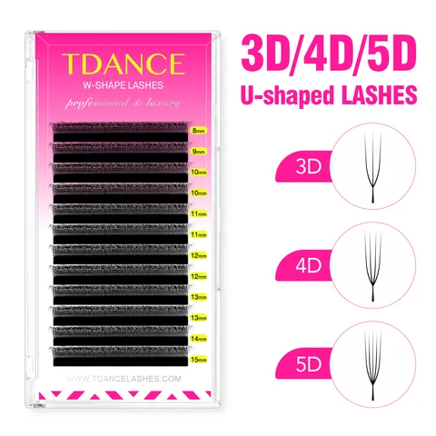 TDANCE U-Shaped 3D 4D 5D Eyelash Extension U Shape W Style Faux Mink Premade Fans Natural Soft Volume Makeup Eyelashes