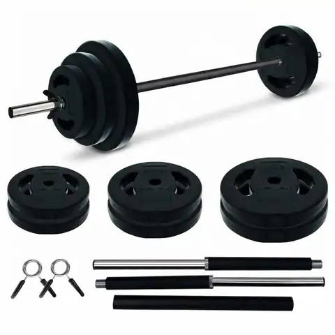 40Lbs Adjustable Barbell Weight Set, PU Coated Free Weights with 2 Bars & Clamp Collars, Cardio Pump Weights for Home Gym Workout, Strength Training Conversion Dumbbells for Women & Men