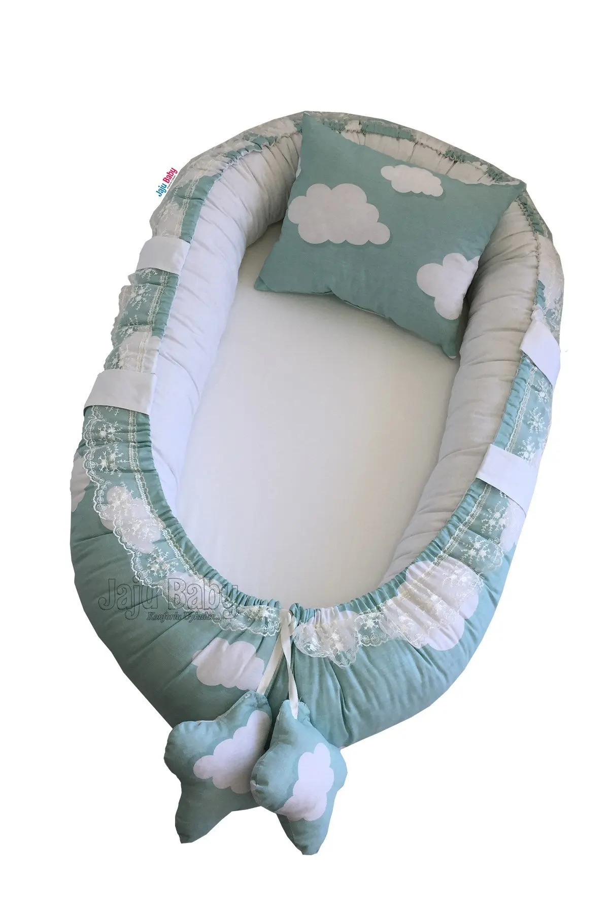 Handgemaakt Mint Bewolkt Orthopedisch Lux Babynest