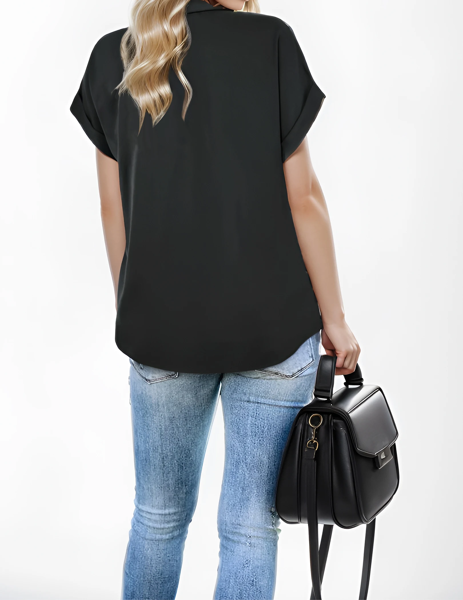 블라우스 여성용 쉬폰 반팔 - 우아한 브이넥 파티 의상용 튜닉 여성용 블라우스 여름