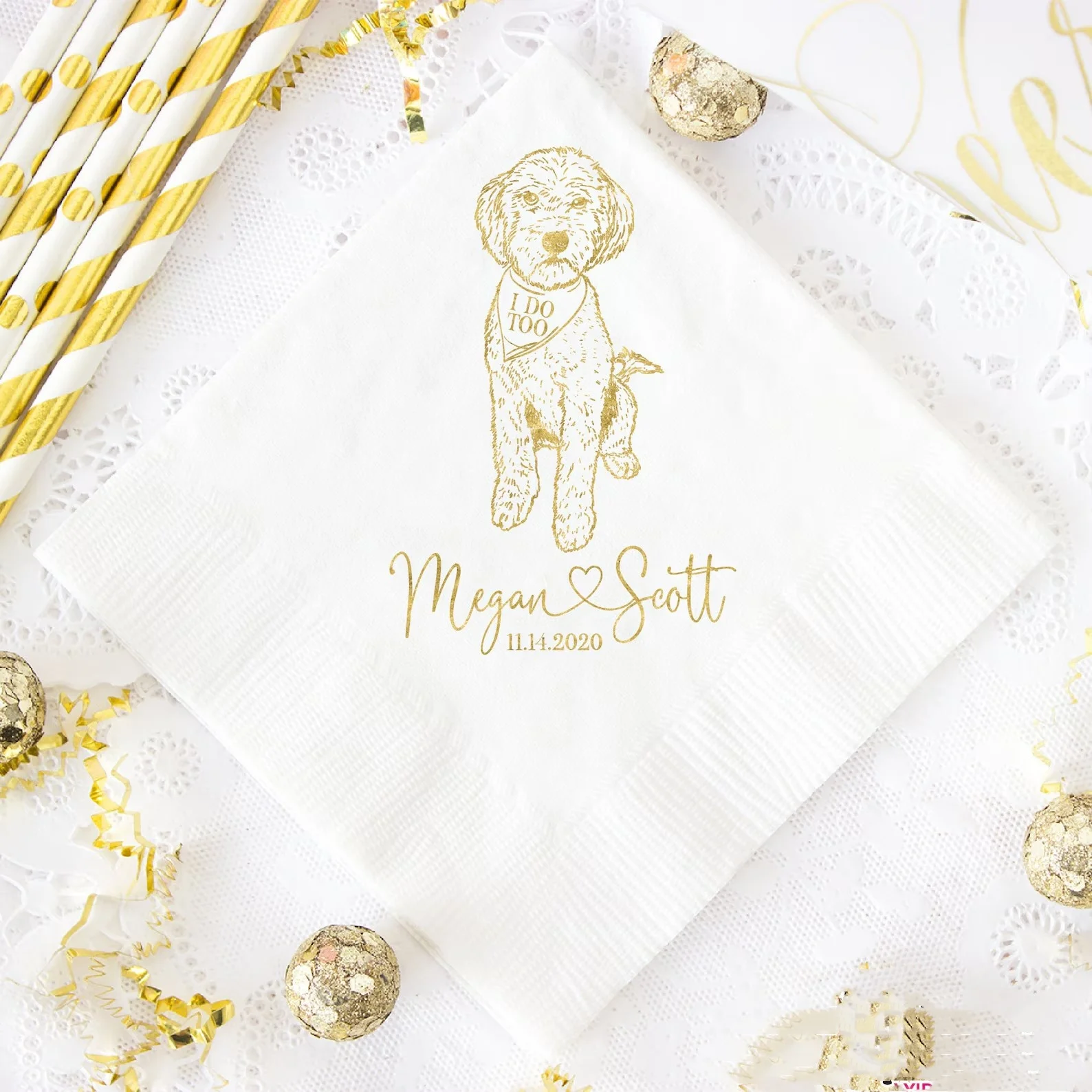 50pcs Dog Wedding Napkins, Custom Pet Portrait, Napkins For Wedding, Dog Lover Wedding, Pet Sketch Napkins, Dog Illustration Nap