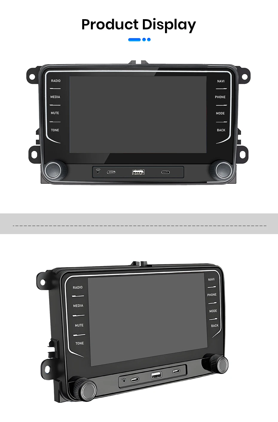 Junsun 7/9 Zoll IPS Android 15 Autoradio für VW Golf 5 6 Passat B6 B7 CC Polo Jetta Tiguan Touran T5 Caddy Skoda Octavia Yeti Fabia Seat Ibiza Leon Kabelloses CarPlay Android Auto 8-Kern GPS Bluetooth DSP RDS SWC 2 Din Autoradio – Detail 25