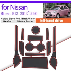 Dust-proof Pad for Nissan Micra K13 March 2013~2020 2014 Storage Rubber Mat Door Slot Groove Cup Cushion Coaster Car Sticke Auto