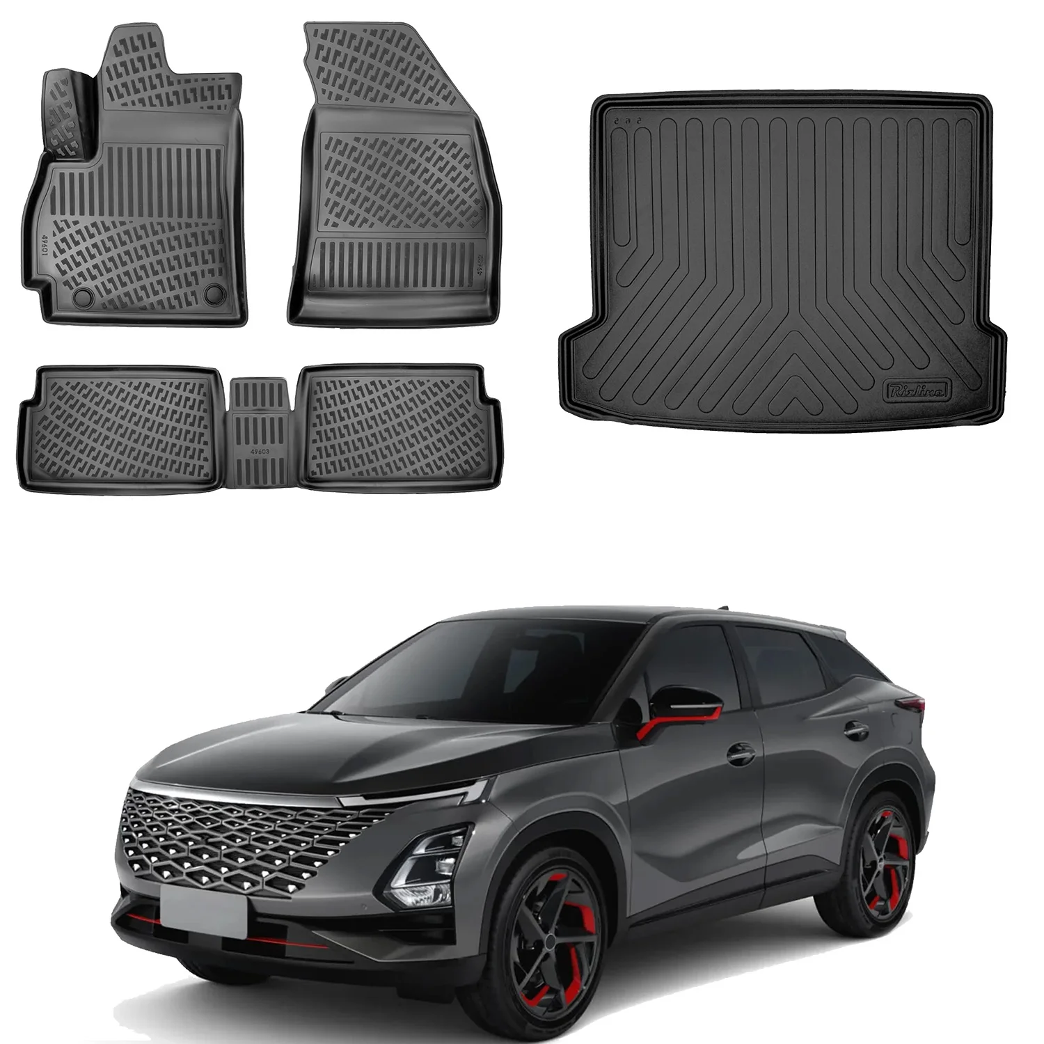 Floor Mats + Cargo Trunk Liner Fits Chery Omoda 5 2022-2024 Set - All Weather Maximum Coverage - Water Resistance