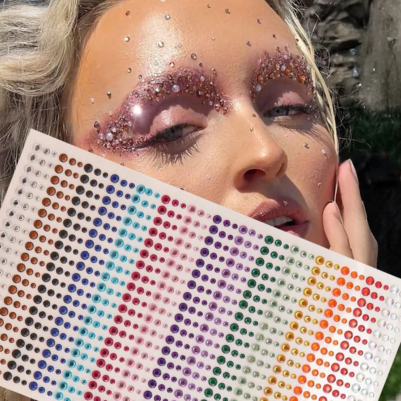 Autocollants de biscuits de maquillage colorés, autocollant de diamant brillant de fête, gemmes scintillantes polyvalentes, bricolage, visage, cheveux, corps, yeux, 1 à 4 pièces