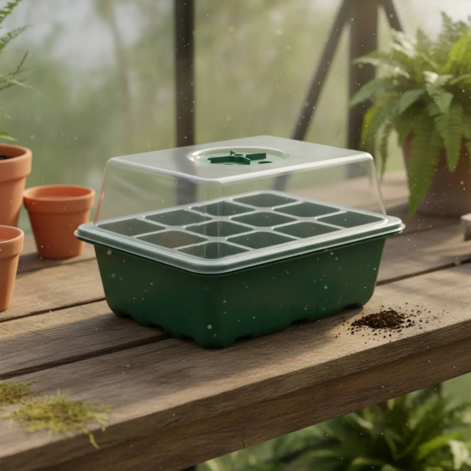 Multifunctional Rectangular Planting Tray Seedling Box 3 Pieces 12 Tray Vented Lid 6 Tray for Succulents Plant Nursery