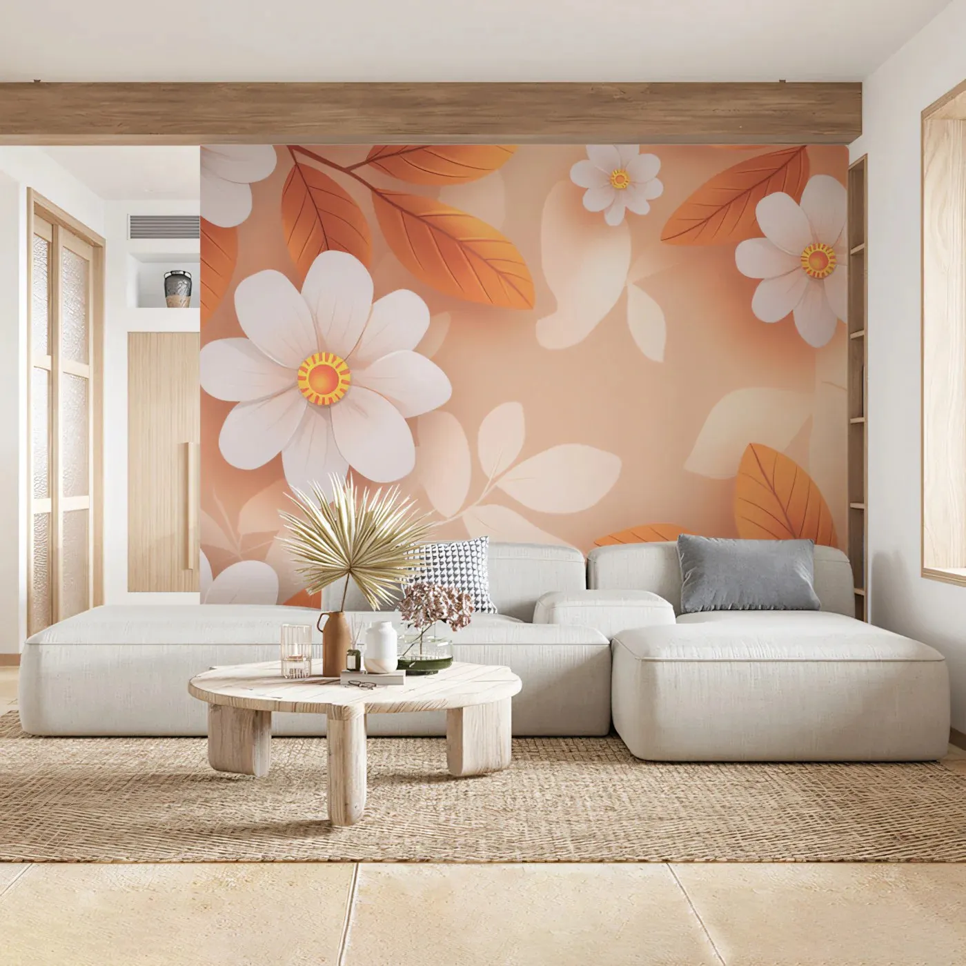Floral Wallpaper Stick and Peel Adhesive for Baby Room Wall Decor