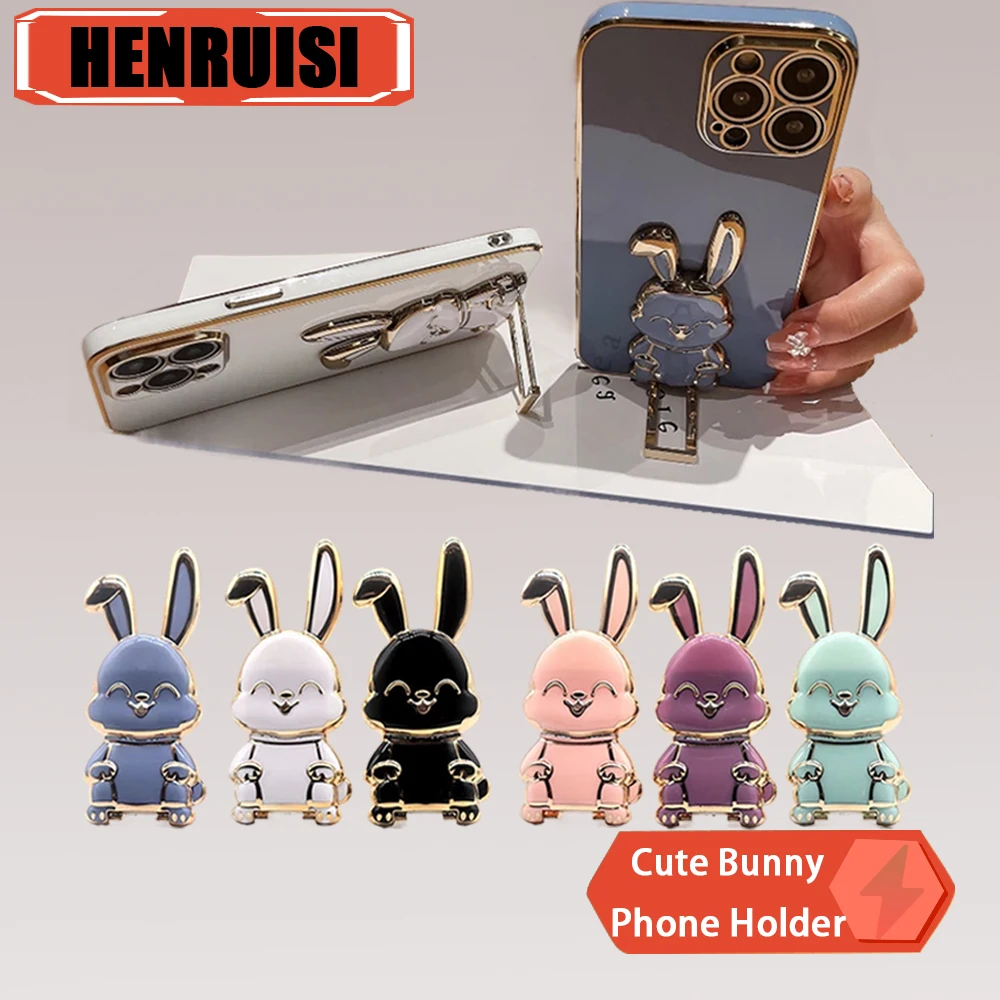 Bunny Finger Ring Holder Mini Pull Rod Mobile Phone Stand Universal Cell Phone Foldable Back Sticker Phone Accessories Hot Sale