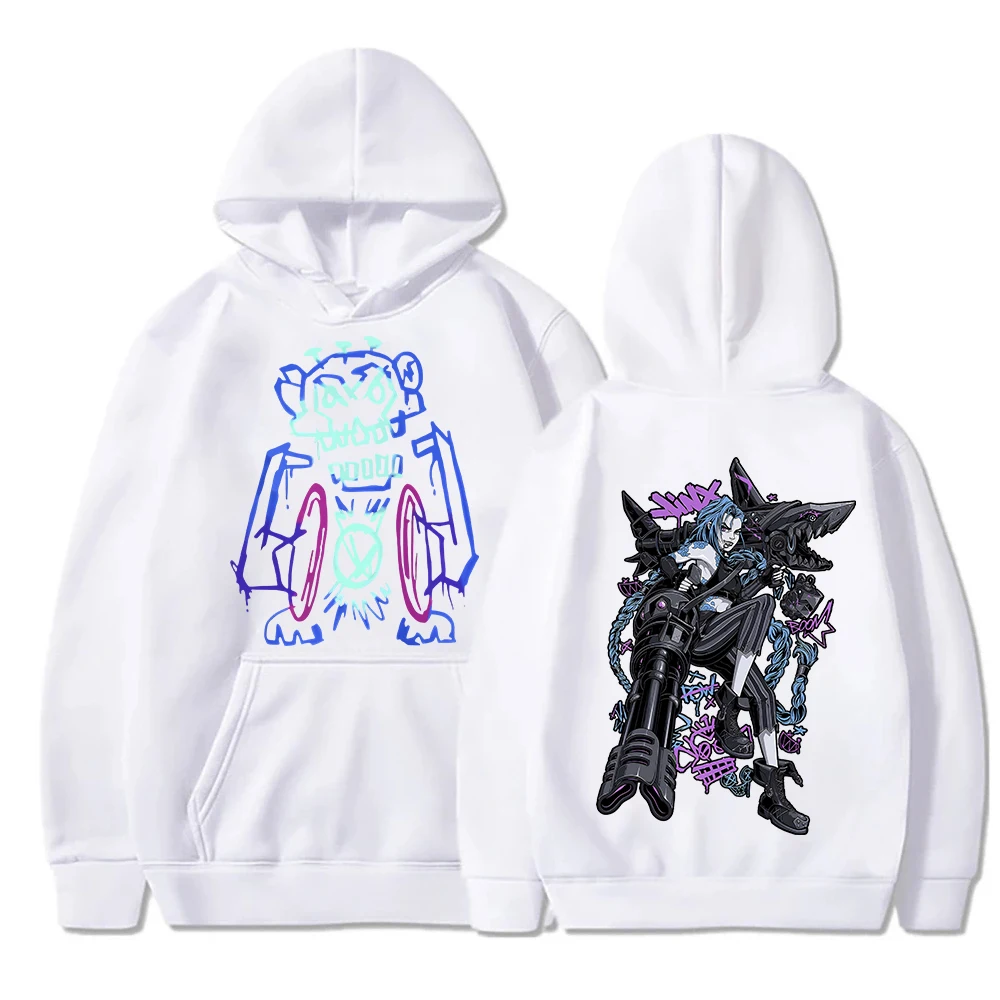 Arcane Jinx Graffiti Hoodie Men Women Harajuku Streetwear Manga Pullover Tops Fans Gift