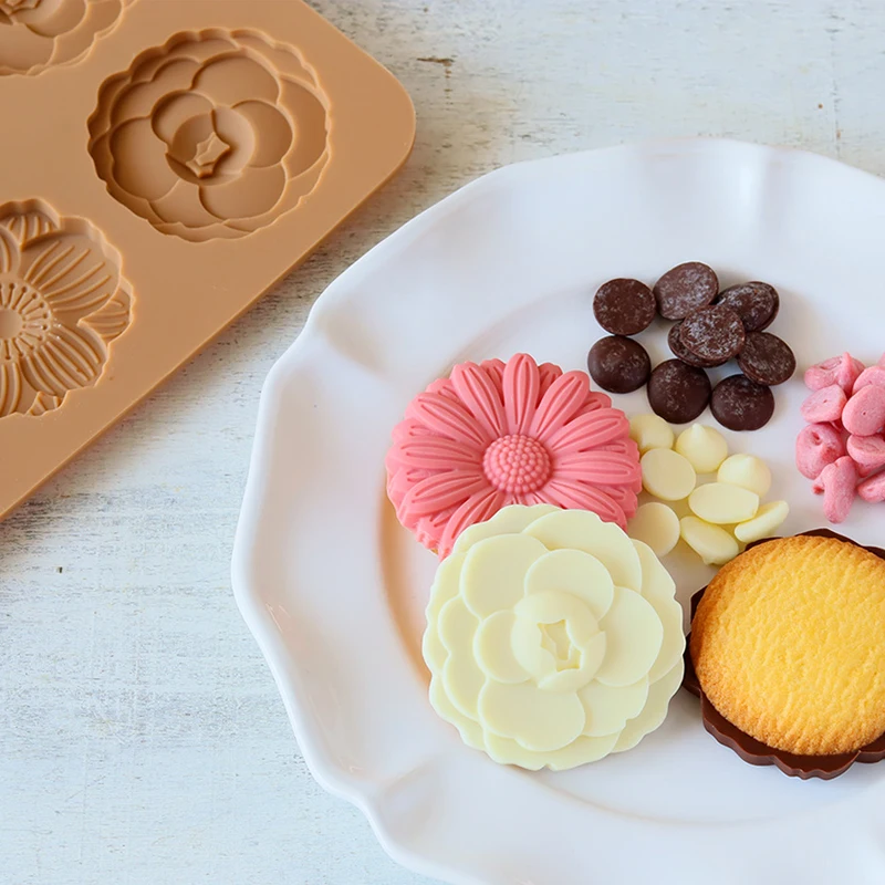 Simpatico modello di fiore margherita stampo in silicone taglierina per biscotti telaio dado stampo per cioccolato pasticceria strumenti di cottura