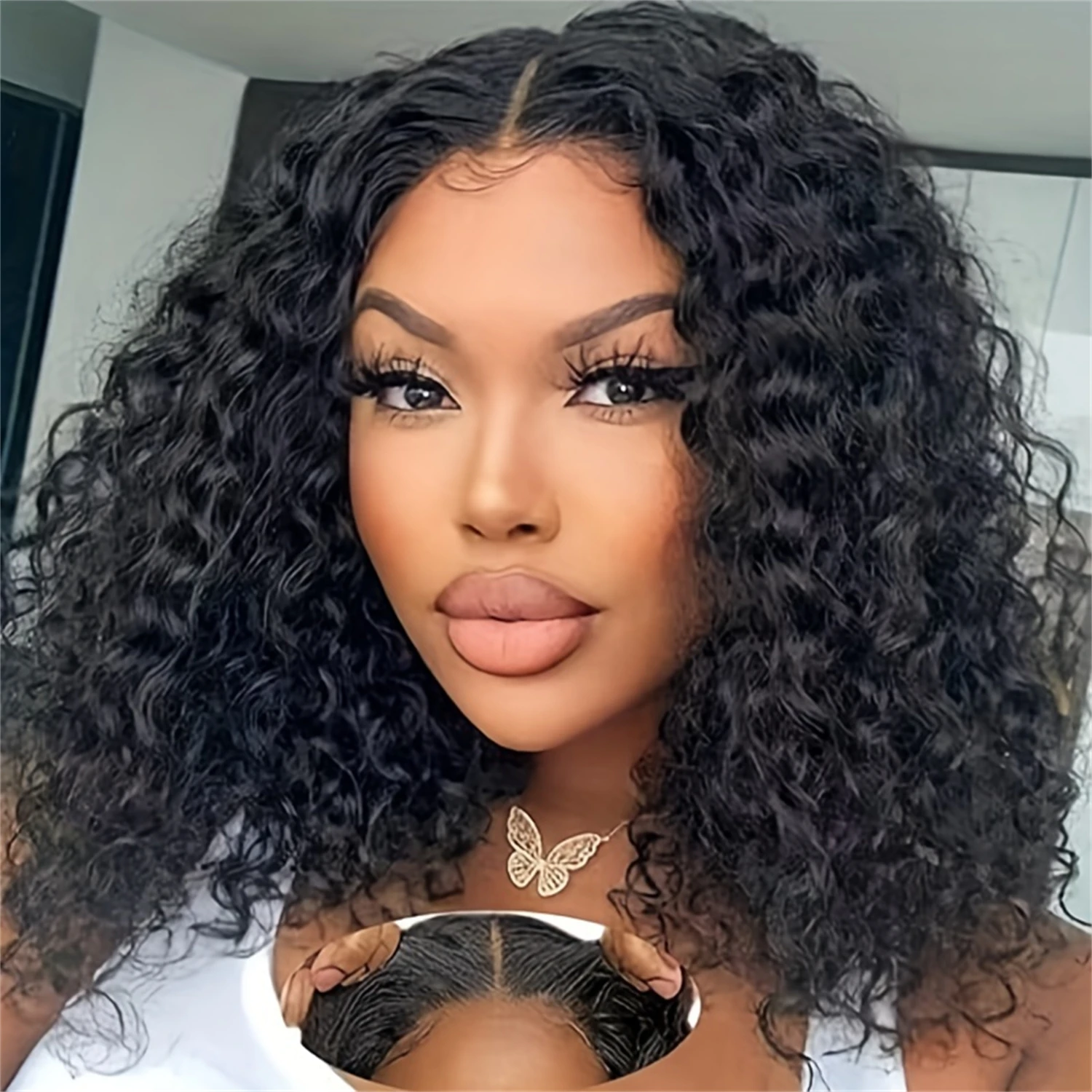 

100% Human Hair Brazilian Human Hair Lace Frontal Wig Water Wave Natural Color Short Bob Wig 13x4 Transparent Lace Wigs