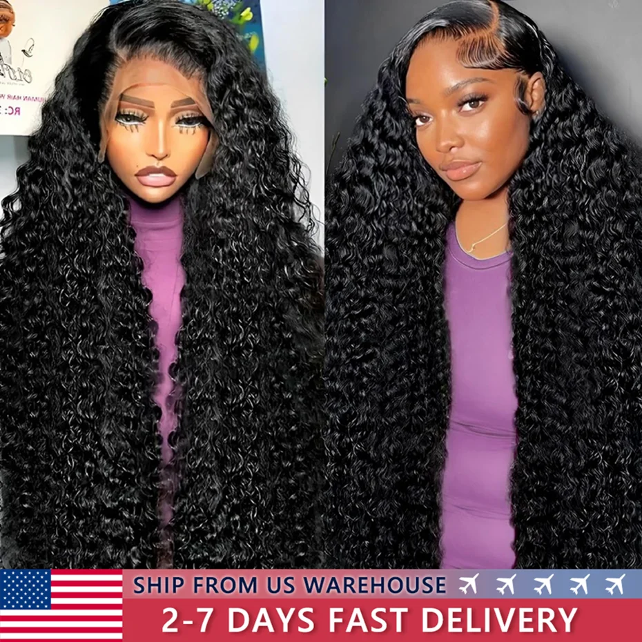 30 32 Inch 13x6 Deep Wave Lace Front Wigs Human Hair 200 Density 13x6 Lace Front Wigs Human Hair Pre Plucked Deep Curly Wigs