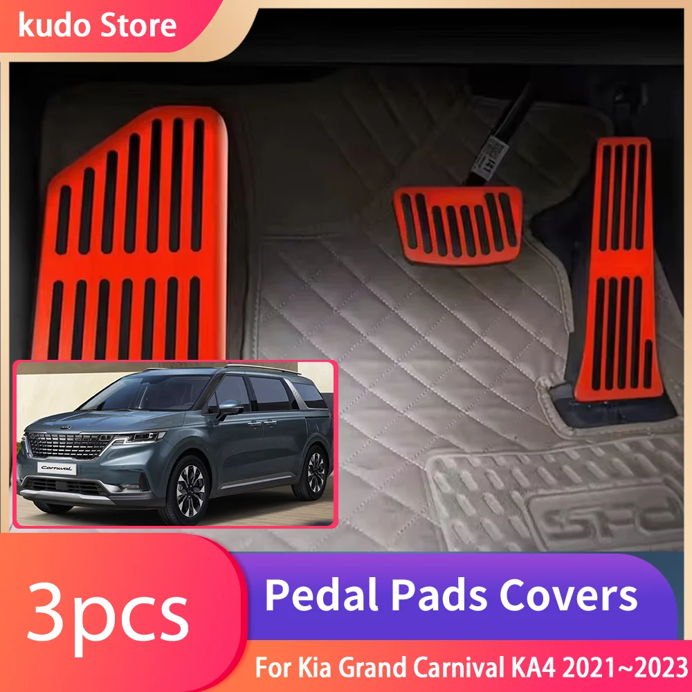 For Kia Grand Carnival KA4 2021~2023 Stainless Steel AT MT Car Foot Pedals Stainless Steel Rest  Accelerator Brake Accessories