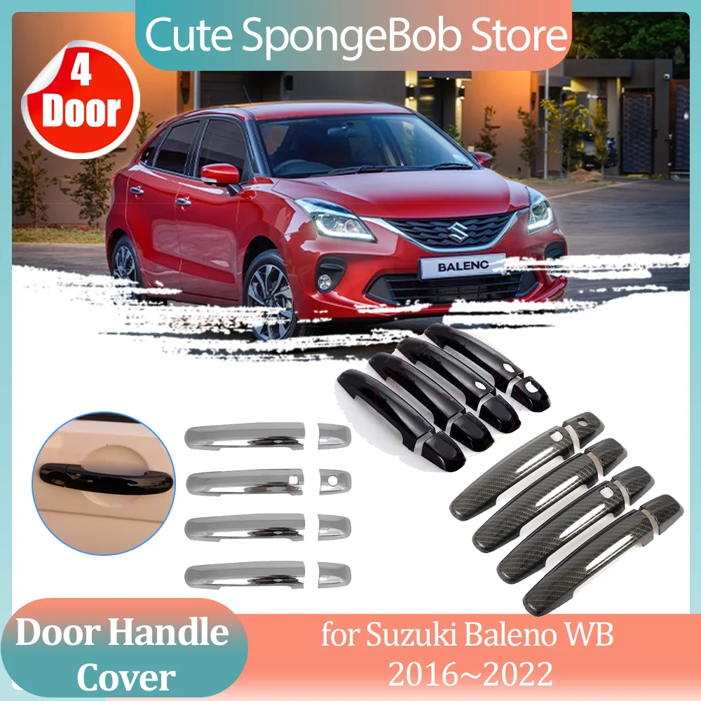 

Car Handle Cover for Suzuki Baleno WB 2016~2022 2017 2018 ABS Carbon Fiber Black Door Sticker Trim Strip Cap Decor Accessories