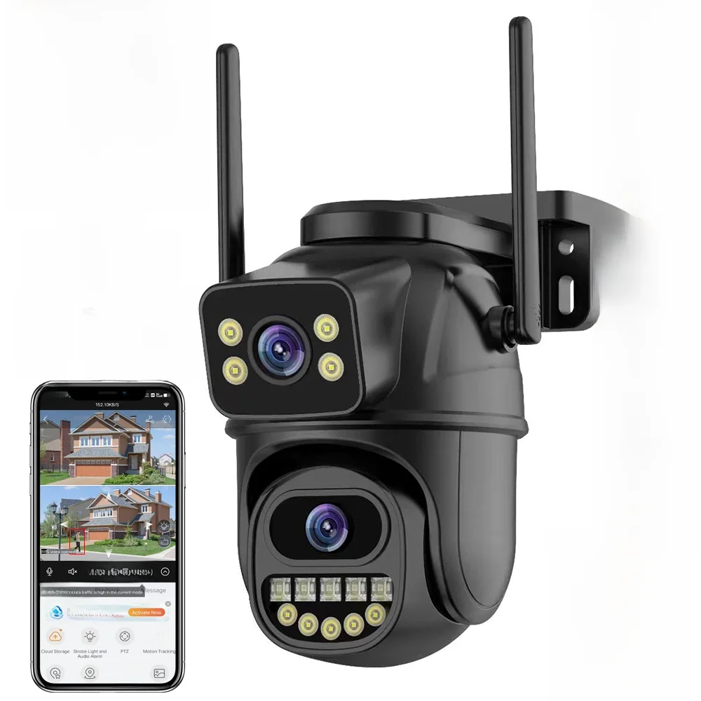 4K 8MP HD Wifi PTZ-camera Buiten 4MP Dual Lens Dual Screen AI Auto Tracking IP-camera CCTV Audio Video Surveillance P2P iCSee - afbeelding 2