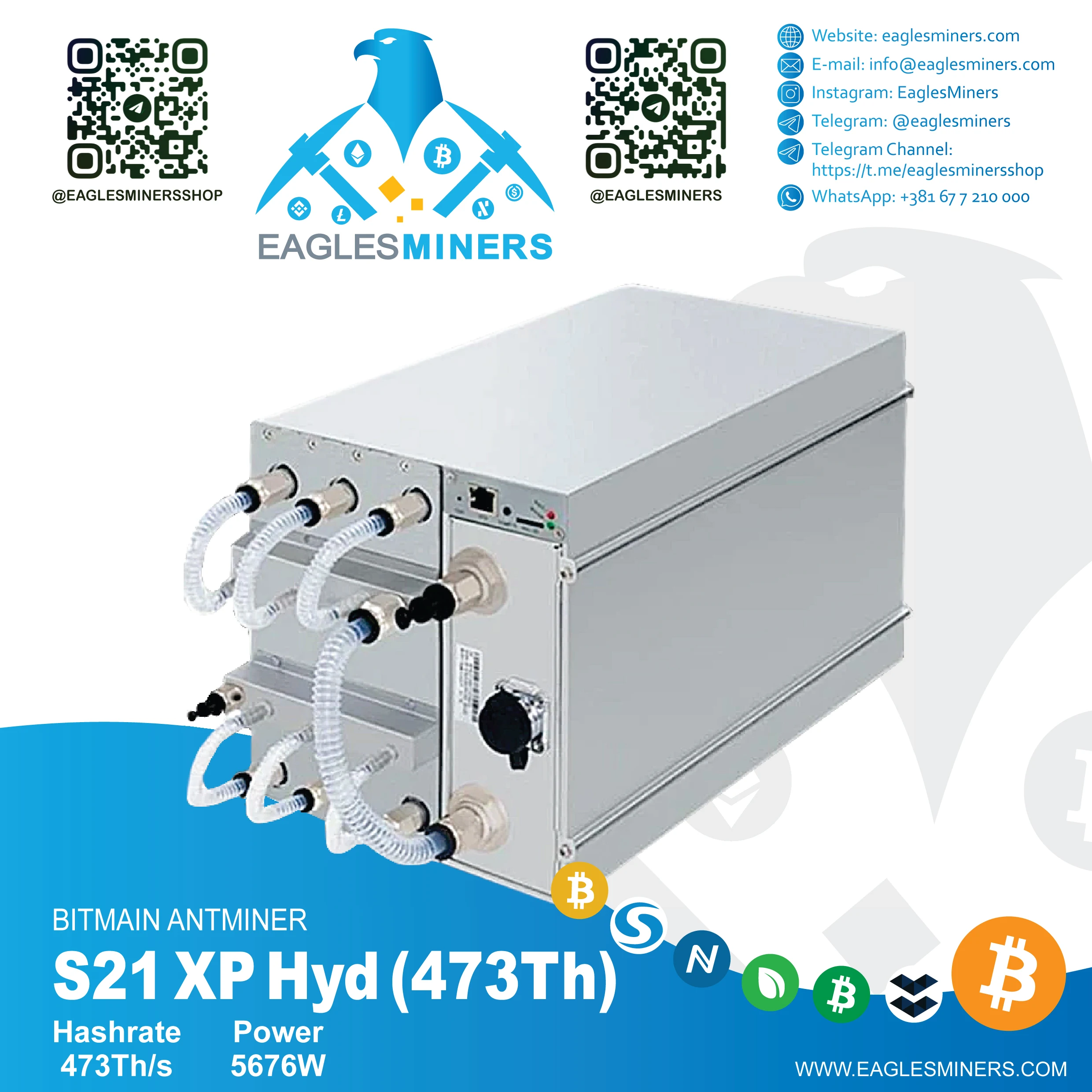 AA Bitmain Antminer S21e XP Hyd 473Th 5676WW Bitcoin Miner IN STOCK ORDER NOW