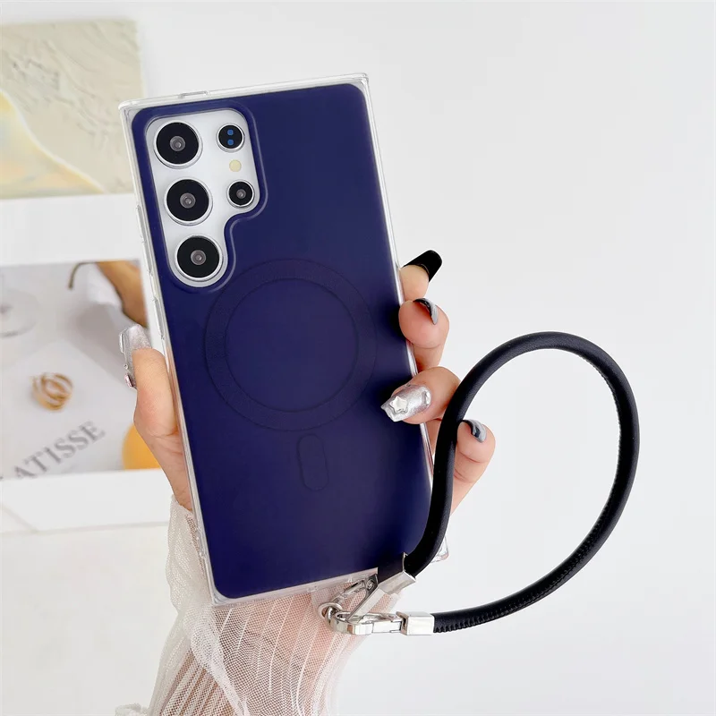 Stylish matte magnetic solid color phone case for Samsung Galaxy S22 S23Ultra S22plus S24Ultra minimalist all-inclusive shell image 3