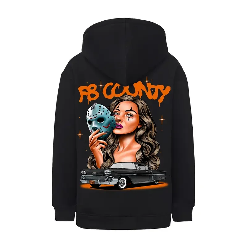 Sudaderas con capucha con cremallera y gráfico de Halloween de gran tamaño de peso pesado del condado Sudadera con capucha de Halloween para hombres y mujeres Regalo de Halloween unisex