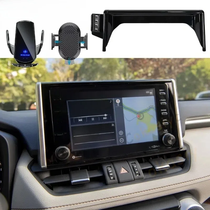 Support de téléphone de voiture pour Toyota RAV4 XA50 2019 2020 2021 2022 2023, panneau d'écran de 8 pouces, Base fixe, charge rapide sans fil, support de téléphone pour voiture