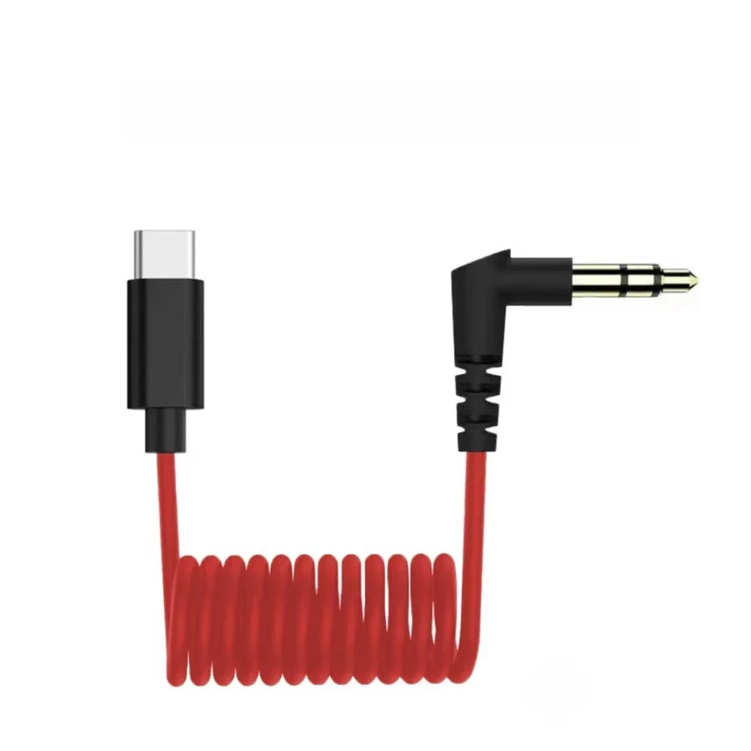 Adapter USB-C do 3.5mm TRS z kablem mikrofonowym do Hollyland Lark Rode Wireless GO 2 / ME/Pro, kabel spiralny — zdjęcie produktu 6