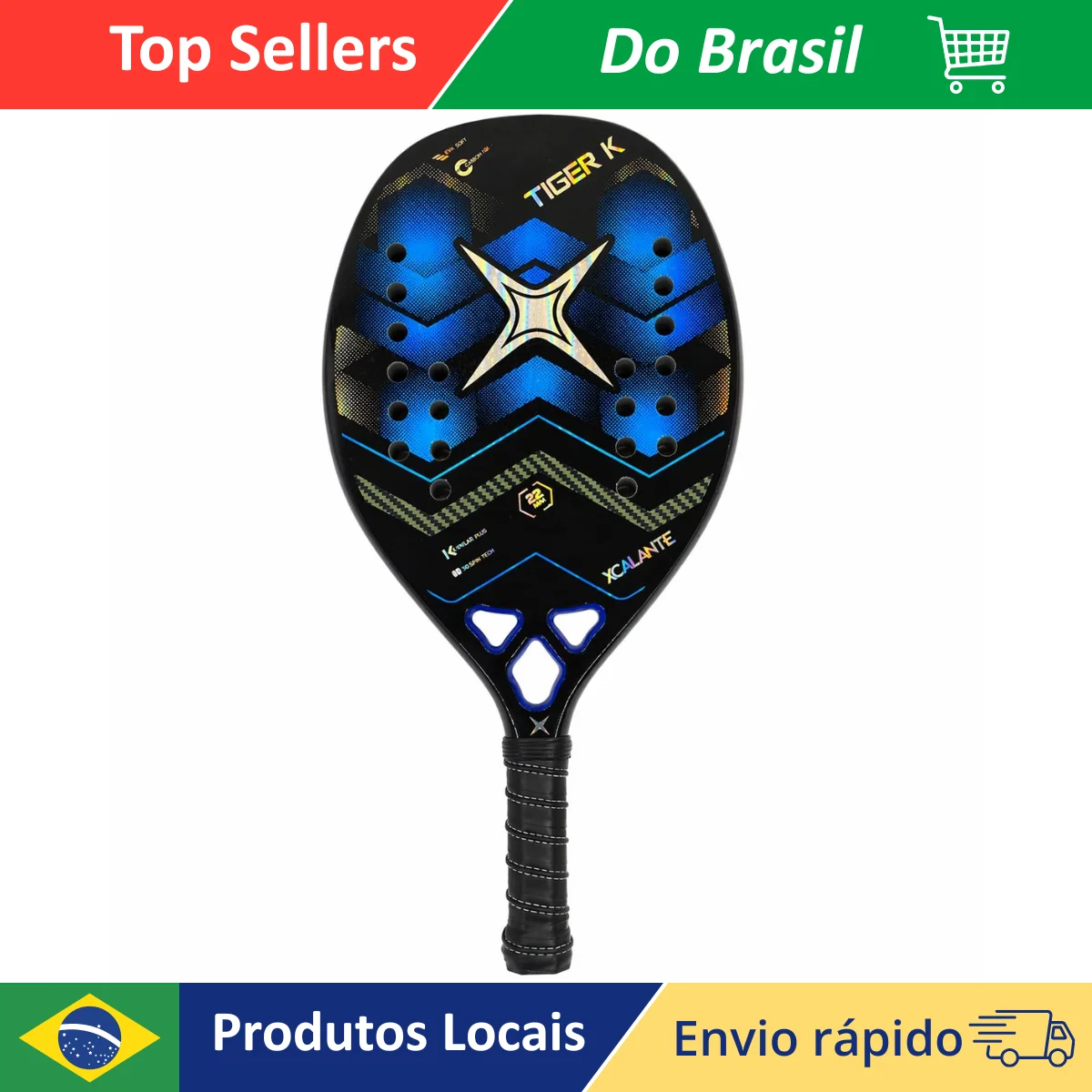 tiger-k-professional-beach-tennis-racket-black-and-blue-overgrip-wristband-high-performance-carbon-fiber-xcalante-x5009