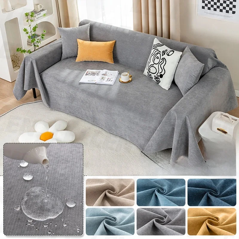 Waterdichte bankhanddoek effen kleur hoge kwaliteit bankhoes multifunctionele stofdichte duurzame bankhanddoek voor woonkamer decor - afbeelding 2