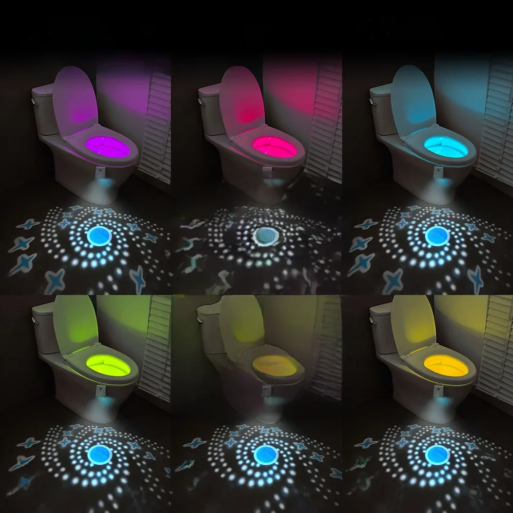 Veilleuse de toilette étanche, détection humaine, lumière à Induction, lampe de Projection colorée, éclairage de salle de bains, décor