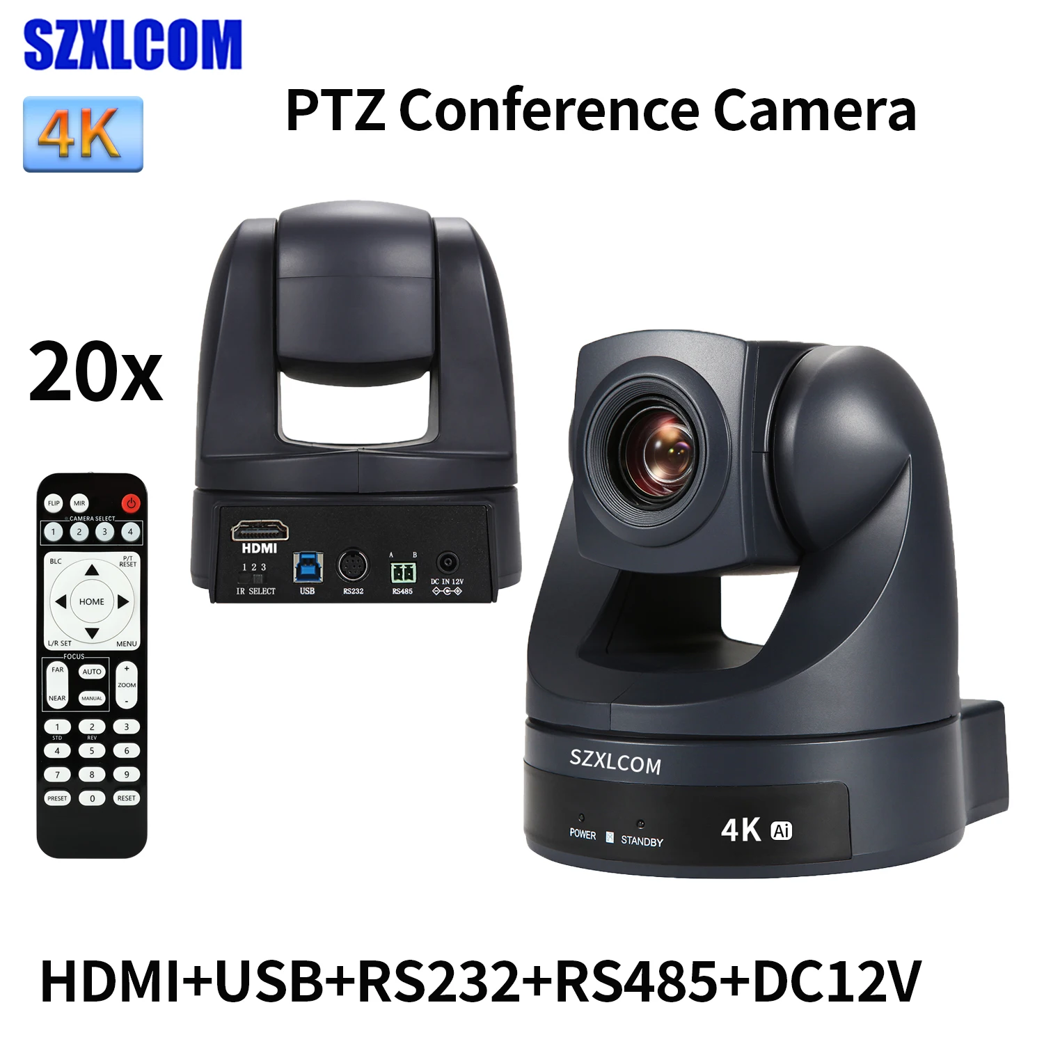 SZXLCOM 4K PTZ Conference Camera Optical Zoom HDMI-USB for Church Live Streaming Online Education