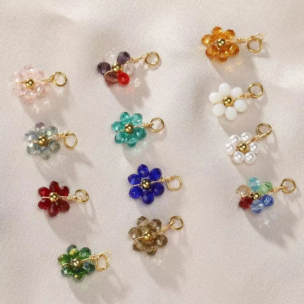 Breloques en perles de fleurs en acier inoxydable, 20 pièces, accessoires pour bracelets et colliers faits à la main, DIY