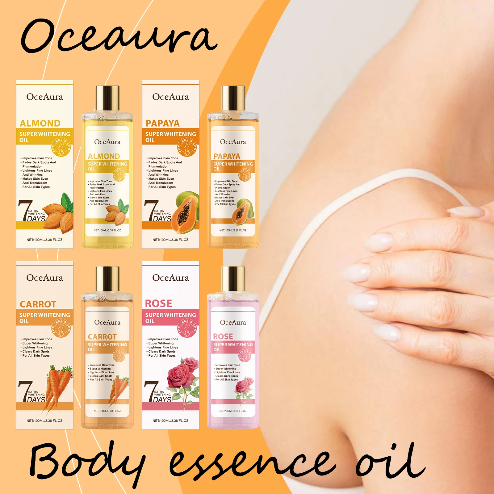 

Oceaura Multi Scent Whitening Oil Daily Moisturizing Improve Smoothness Anti-aging Brightening Skin Tone Natural Body Oil