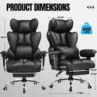Office Chair Ergonomic Leather High Back Gaming Chair with Footrest, Adjustable Armrests 3