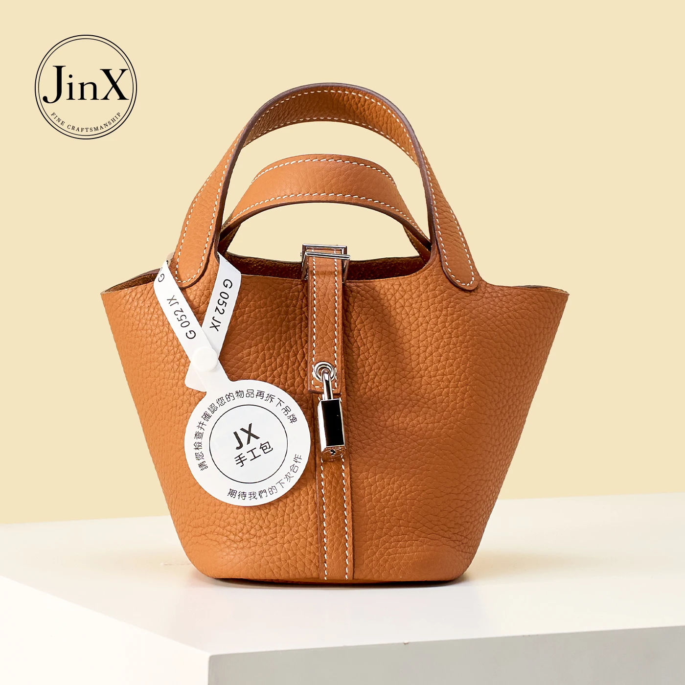 Women Mini Genuine Leather Bucket Bag Small Top Handle Handbag Structured Tote Purse Elegant Casual Shoulder Bag